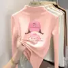 Blusa casual de manga comprida para meninas DeRong, nova coleção outono e inverno, design estiloso e versátil de gola alta para crianças mais velhas