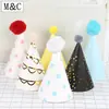 Chapéu de aniversário com bola de pelo grande Decoração de festa Festival Infantil Suprimentos para festa Pequeno adereço de cabeça de bola de pelo Chapéu de aniversário colorido