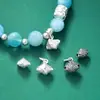 Cuentas espaciadoras de plata pura S925 con patrón tejido impreso, colgante de cuenta cilíndrica, pulsera de cuerda trenzada hecha a mano para DIY, accesorios de plata