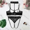 Lencería de Exportación Europea y Americana, Pijamas, Encaje Calado Transparente Sexy Estampado de Leopardo Encanto de Tres Puntos Talla Grande Lencería Sexy