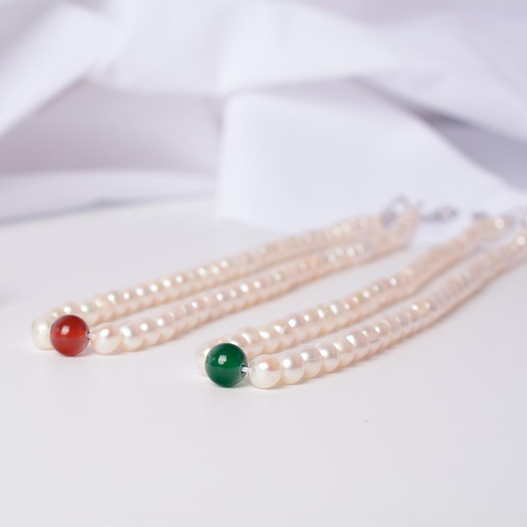 6-7mm近圆天然淡水珍珠妈妈链项链