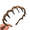 Doce legal padrão leopardo com onda de dente arco de cabelo feminino outono raiz de cabelo fofo artefato lavar rosto pressão cabelo antiderrapante arco de cabelo grampo de cabelo cocar