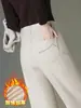 Jeans de Franela Engrosada para Invierno Color Negro Micro-Campana Talla Grande para Mujer Pantalones de Campana Simples Venta Directa de Fábrica Personalización Transfronteriza