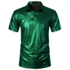 Verão 2025 Novo Exportação Amazon Roupas Masculinas Tendência Beleza Listra Estampado Hot Stamping Camisa Polo de Manga Curta