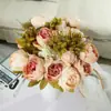Peonía de 13 Cabezas Flor de Simulación Envuelta en Núcleo Europeo Flor de Peonía Hogar Boda Versión Mejorada Transfronteriza Rosa Occidental Flor Artificial