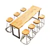 Mesa y Sillas de Barra de Madera Maciza Tienda Balcón Comercial Mesa Larga Apoyada en la Pared Barra de Ventana Barra Mesa de Café Té con Leche