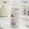 Taza Aislada Nueva y Elegante para Niñas, Taza de Café Portátil para Viaje, Taza de Bebida Directa Estilo Estudiante, Estilo Ins con Asa