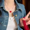 Collar de Esmalte con Flor Apilable de Lujo Ligero Estilo Coreano y Japonés, Nuevo, Nicho de Instagram, Fresco, a la Moda, Retro, Simple y de Gama Alta para Mujer
