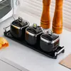 Tarros de Condimentos de Cocina de Lujo Ligero, Tarros de Sal de Cerámica, Juego de Botellas de Condimentos de Gama Alta, Sal para el Hogar, Caja de Condimentos de Gama Alta