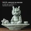 Figura de Animal de Té Gran Sabio de Arenisca Verde Estilo Chino, Adorno de Escritorio Wukong, Paisajismo de Roca para Acuario, Maceta de Decoración para el Hogar