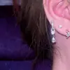 Pendientes de Aro Versátiles con Colgante de Gota de Agua Tachonados de Diamantes Brillantes de Nuevo Estilo para Doble Perforación, Pendientes Exquisitos, Pendientes de Clip Exquisitos, Pendientes de Lujo para Mujer