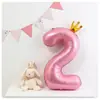 Globos Digitales de Película de Aluminio de 40 pulgadas Empaquetados Individualmente Corona Rosa Decoración para Fiesta de Cumpleaños del Primer Cumpleaños de Niños