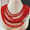 Nuevo estilo chino retro Año Nuevo rojo sangre de paloma rojo natural ágata cornalina collar desmontable cadena para suéter con múltiples opciones de uso