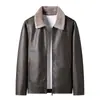 Otoño Invierno Más Terciopelo Engrosado Chaqueta de Cuero para Hombre Abrigo de Terciopelo Engrosado Ropa Exterior Casual para Hombre Chaqueta de Cuero Ajustada Motocicleta Cuero Genial