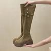 Botas Altas Plegables Bidireccionales de Suela Gruesa para Mujer, Nuevo Estilo Otoño e Invierno 2025, Botas Altas de Suela Gruesa para Mujer Petite con Efecto Adelgazante