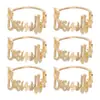 Estilo británico dos colores oro y plata accesorios de decoración de mesa para hotel metal simple lujo ligero anillo para servilletas con letra inglesa Suministros para festivales