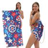 Toalla de playa plegable de gran tamaño 80X160, toalla de baño estampada, toalla de playa integrada, bolsa integrada, portátil
