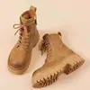 Botas Martin Estilo Británico Piel Suave Marca Mujer Temporada Otoño/Invierno 2025 Nuevas Botas Cortas Retro Suela Gruesa Combinan Bien con Faldas Botas Amarillas Grandes