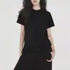 Camiseta Branca Feminina Verão Branca Pura Manga Curta Algodão Top Solto Casual Camiseta Cor Pura Ombro Direito Estilo Japonês Camiseta Básica