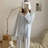 Conjunto de Três Peças de Roupa para Casa Feminina Estilo Coreano Primavera/Outono Estilo Puro Desejo Camisola Manga Longa Atacado Transfronteiriço