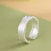 Rey Ciervo Dorado S925 Plata Nicho Gama Alta Borde de Perlas Cepillado Anillo Abierto Curvo de Lujo Ligero Anillo para Mujer Modelo Nuevo