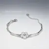 Pulseira de Tubo Curvo de Aço Inoxidável Padrão Bambu Moda Europeia e Americana Pulseira de Aço Inoxidável Flor de Cinco Folhas Pulseira de Trevo de Quatro Folhas