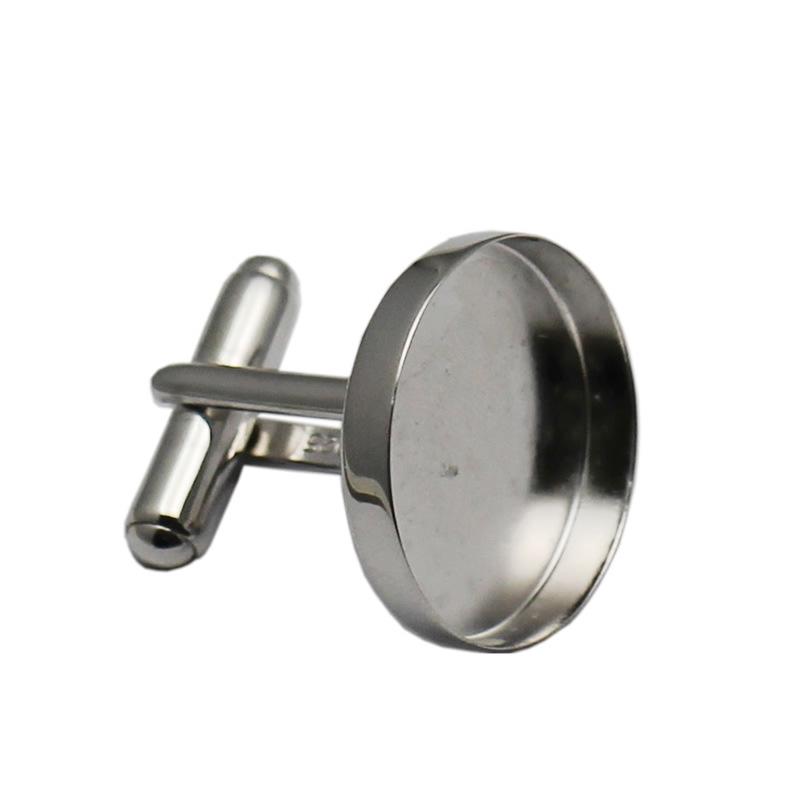 雅缤 高档纯银袖扣托 入20mm袖口钮托 男士 diy活动脚袖扣YB33624