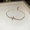Pulseira Pingente Cruz Zircônia Europeia e Americana ins Luxo Leve Combina com Tudo Pulseira Nicho High-end Temperamento Atacado