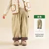 Ropa para Niños Tongbei 2026 Invierno Nuevo Pantalones Casuales para Niños Pana Cuadros Patchwork Pantalones Cálidos Forrados de Polar