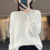 Suéter de cuello medio para mujer, simple, color liso, tejido de primavera, básico, holgado, casual, para ir al trabajo, jersey de lana completo