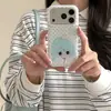 Fundo Branco com Bolinhas e Cabelo Azul, Adequado para Meninas Pequenas, Capa de Celular Anti-Queda Iphone17Promax, Apple 15Pro 15/16