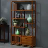 Librero de Madera Maciza Estilo Chino Mueble para Té Vinoteca Estante para Flores Gabinete Divisorio Adornos para Sala de Estar Estante de Almacenamiento de Pie de Múltiples Capas