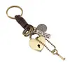 Colgante Creativo y Personalizado de Candado de Amor con Llave, Accesorio Decorativo Unisex para Bolsa, Llavero Vintage de Cuero Tejido