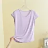 Nova Camiseta de Algodão de Verão com Decote V e Manga Caída para Mulheres, Camiseta Básica Fina de Cor Sólida, Caimento Solto, Emagrecedora, Roupa Íntima Casual