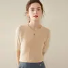 2024 Principios de Otoño Cachemira Cuello Redondo Estilo Coreano Jacquard Tejido Hueco Camiseta Interior Manga Corta Gruesa Casual Suelta para Mujer