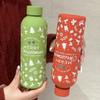 Nueva taza de vacío de acero inoxidable navideña portátil con patrón navideño, taza de agua para estudiantes masculinos y femeninos, taza navideña navideña