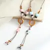 Serie de Animales Marinos Collar de Cerámica Colgante Largo de Vieira Estrella de Mar Caracola Colgante Pequeño Fresco Simple Cadena para Suéter