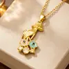 Amazon Europa América Estilo Retro Portátil Serie de Flores Collar Chapado en Oro Incrustado Circonita de Color Esmalte Perla Diseño Temperamento Versátil