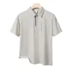Versátil Camisa Polo Nueva de Verano Delgada para Hombre Casual de Negocios Cuello Solapa Camiseta de Manga Corta de Seda de Hielo Top de Color Sólido