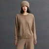 Cárdigan minimalista de cachemira, nuevo estilo otoño e invierno, cuello redondo, color liso, top versátil, corte holgado, chaqueta suéter de punto adelgazante