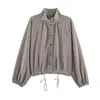Fabricante mayorista de ropa de mujer transfronteriza 2026 nueva moda elegante cuello alto corbata ajustable chaqueta de cuadros