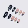 Unhas Postiças Wearable Europeias e Americanas 24 Peças Francesinha Bolinhas Estrela Strass Formato Amêndoa Unhas Wearable Estilo Ins Dicas de Unha para Manicure