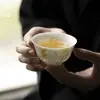Taza maestra de espiga de trigo pintada a mano de porcelana blanca de barro de jade Moji, juego de té de kung fu, taza de té de cerámica, tazón de té grande para el hogar, taza
