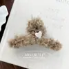 Pinza de Pelo de Felpa con Letra para Otoño e Invierno, Pasador Dulce con Cara Sonriente, Pinza de Tiburón para Peinado Recogido en la Parte Trasera de la Cabeza, Adecuado para Cabello Grueso, Accesorio para el Cabello para Mujeres