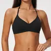 Sujetador deportivo cruzado con cuello halter y tirantes finos, top para correr al aire libre y yoga, sujetador de yoga transpirable de secado rápido para mujer 9666