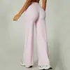 Pantalones de Mujer de Retazos Transfronterizos de Cintura Alta Levanta Glúteos, Pantalones Rectos Adelgazantes de Pierna Ancha, Ropa de Yoga, Pantalones Largos Deportivos Casuales para Fitness Yoga