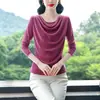 Elegante top casual justo de manga comprida com gola alta, versátil para sair, com um toque de luxo leve e design único para mulheres