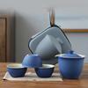 Juego de té de viaje de gres Taza Express Cerámica negra japonesa juego de té simple una tetera tres tazas traje de juego de té portátil para exteriores