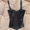 Corsé de Espina de Pescado con Correa Nueva de Cuero Estilo Francés, Top sin Mangas Sexy Adelgazante con Almohadillas de Sujetador Integradas, Bustier Elegante para Mujer
