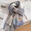 Cachecol Espesso Xadrez de Lã Pura para Casal, Bordado Tridimensional Casual de Pônei de Ano Novo, para Presentes